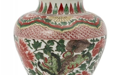 A Chinese porcelain wucai vase, Transitional period,...