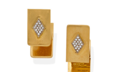 A pair of diamond and 18k gold "Ace of Hearts" cufflinks,, Asprey, 1983