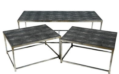 3 Faux Charcoal Shargreen & Steel Tables