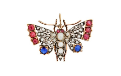 A gem-set butterfly, late 19th century