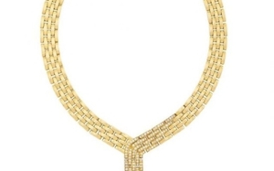 Gold and Diamond 'Panther' Link Fringe Necklace, Cartier, France