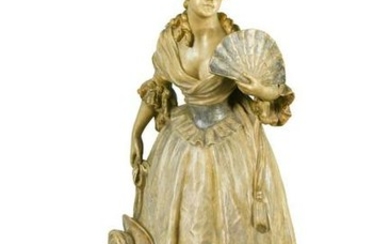 A Goldscheider Art Nouveau cold painted pottery figure