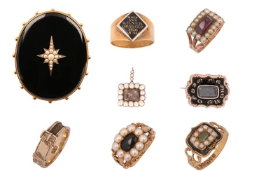 A group of 19th century mourning jewellery Comprising...