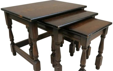 3 Heavy Wood Vintage English Nesting Tables
