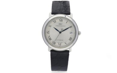 IWC. A Platinum Wristwatch with Date
