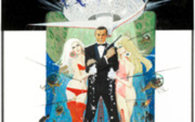 James Bond: A rare and original concept artwork for the stylish and iconic poster for Diamonds Are Forever