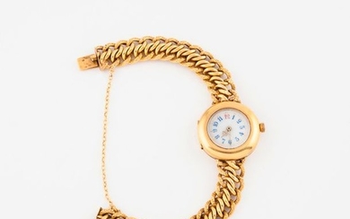 Montre bracelet de dame en or jaune (750). Boîtie…