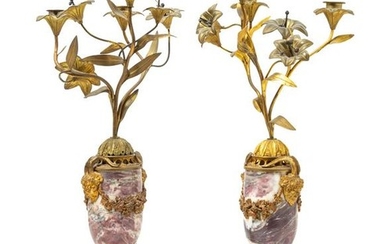 A Pair of Neoclassical Gilt Bronze Mounted Marble