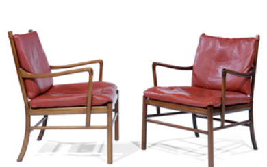 OLE WANSCHER (1903-1985) & P.JEPPESEN (DITEUR) Paire de fauteuils "Colonial"...
