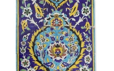 A polychrome glazed decorative tile panel