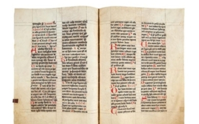Three bifolia from a gargantuan Missal, in Latin, manuscript on parchment [Germany (perhaps Rhineland), late fourteenth century or perhaps opening of fifteenth century]