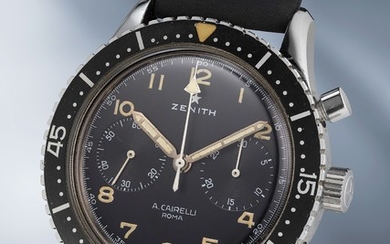 Zenith, A very rare, oversized and attractive stainless steel chronograph wristwatch made for the Italian Air Force