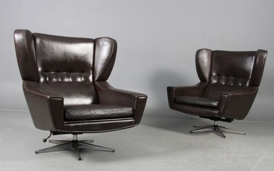 Sven Skipper - 1960's set of 2 lounge armchairs in brown leather