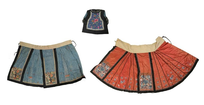 3 Chinese Embroidered Clothing, 19th Century