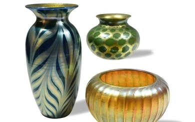 3 Lundberg Studio Art Glass Vases