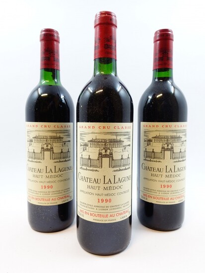 11 bouteilles CHÂTEAU LA LAGUNE 1990 3è GC Haut Médoc (7 base goulot