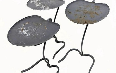 3pc SALTERINI Lily Pad Tables. Painted gray.