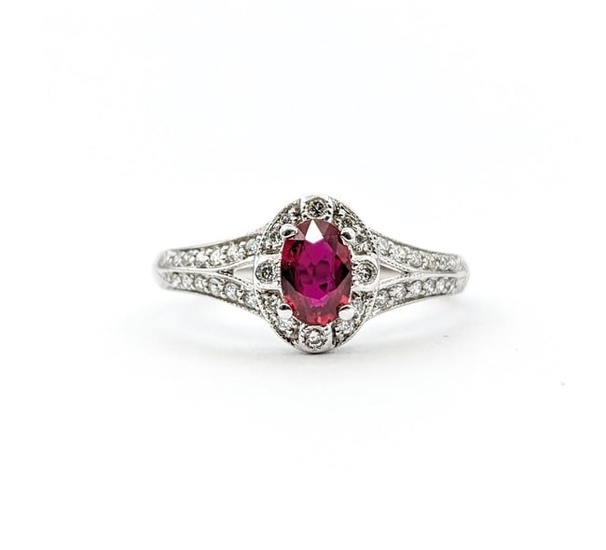 .42ct Ruby & Diamond Ring In White Gold