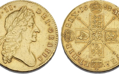 Charle II, 1660–1685, 5 Guineas 1683 (ANNO REGNI TRICESIMO QVINTO), Second Laureate...