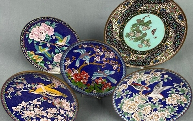 5 cloisonne plates. Probably Japan old / antique.