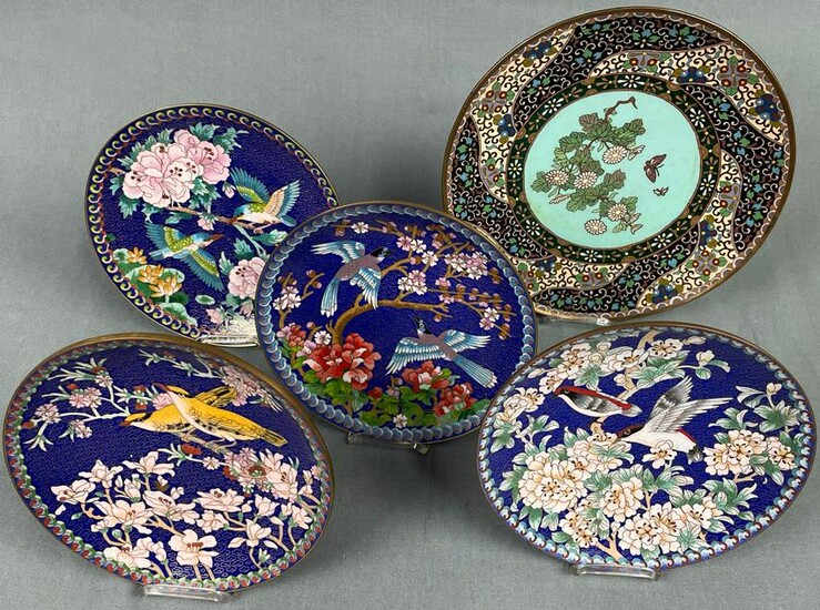 5 cloisonne plates. Probably Japan old / antique.