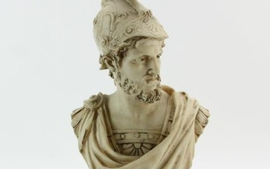 Faux Marble Bust of Roman Soldier