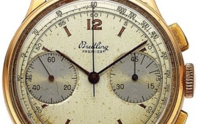 54029: Breitling 18k Rose Gold Premier Chronograph Wris