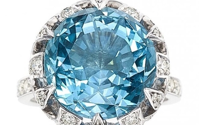 55029: Aquamarine, Diamond, Platinum Ring, Francesca Am