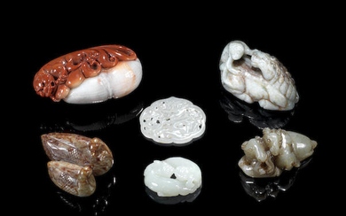 A group of jade and hardstone carvings