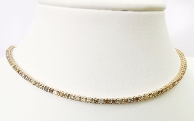 5.72 ct vs fancy mix color diamonds necklace choker also worn as a bracelet - 14 kt. Pink gold - Necklace Diamond - Diamonds