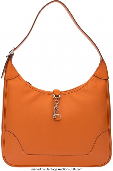 58029: Hermès 31cm Orange H Chevre Leather Trim