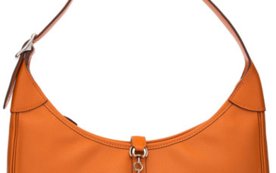 Hermès 31cm Orange H Chevre Leather Trim Bag with...