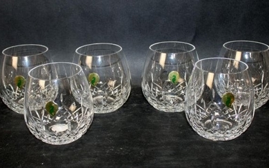 6 Waterford crystal stemless wine glasses