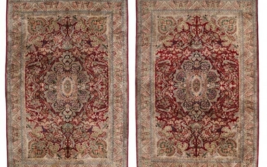A Pair of Persian Silk Carpets, 20th century 108