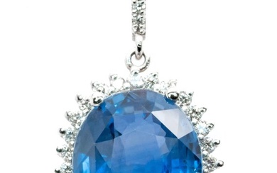6.49 ct Blue Sapphire (Ceylon) - Pendant White gold