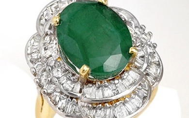 7.04 ctw Emerald & Diamond Ring 14k Yellow Gold