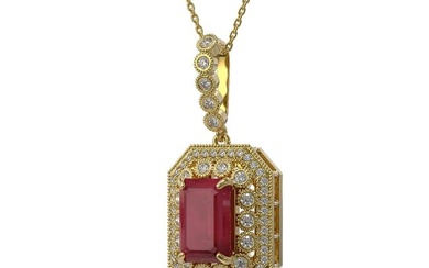 7.18 ctw Certified Ruby & Diamond Victorian Necklace 14K Yellow Gold