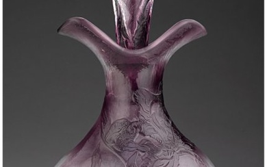 79229: Gallé Fire-Polished Cameo Glass Iris Decanter