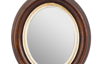 Victorian walnut parcel-gilt oval mirror
