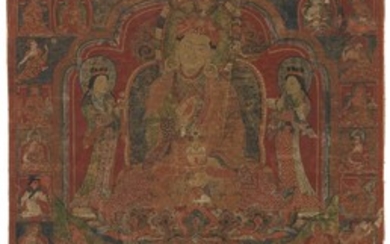 A THANGKA DEPICTING PADMASAMBHAVA Tibet, 15th Century