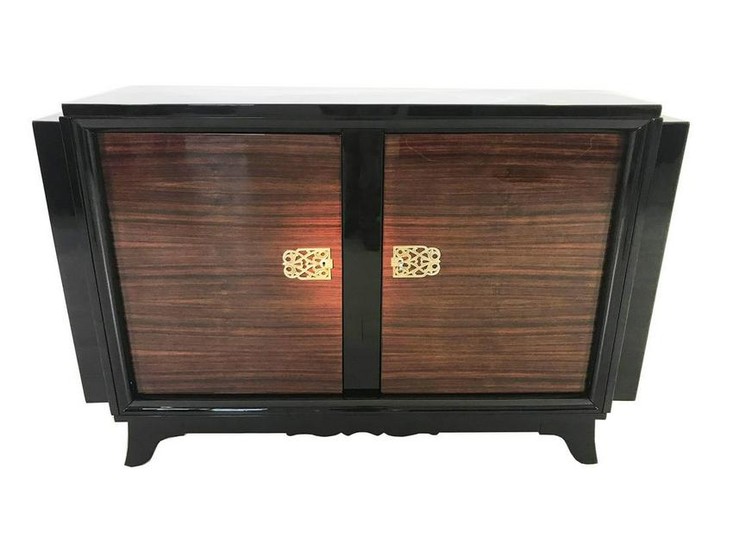 French Palisander Commode or Small Sideboard Brass