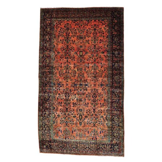 Antique Persian Maharajan Sarouk Full Pile Oversize Rug