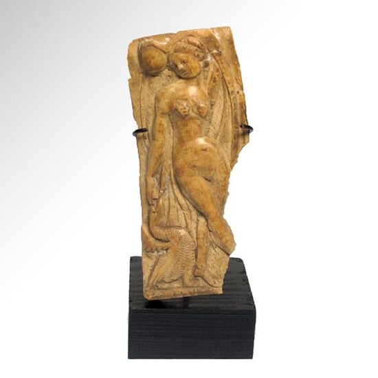 Roman Egyptian Bone Plaque Engraved with Nude Leda and