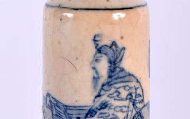 A 19TH CENTURY CHINESE BLUE AND WHITE PORCELAIN SNUFF BOTTLE Qing, Kangxi style, painted with a scho