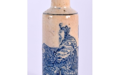 A 19TH CENTURY CHINESE BLUE AND WHITE PORCELAIN SNUFF BOTTLE...