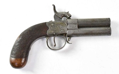 A 19th century 120 bore over/under percussion cap pocket pistol...