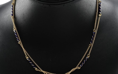 A BLUE ENAMEL NECKLACE BY FABOR IN 18CT GOLD