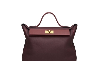 A BORDEAUX TOGO LEATHER & ROUGE H SWIFT LEATHER 24/24 35 WITH GOLD HARDWARE, HERMÈS, 2018