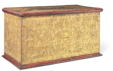 NOT SOLD. A Burmese gilded and lacquered wood Buddhist manuscript chest "Sadaik". 19th century. H. 62 cm. W. 117 cm. D. 59 cm. – Bruun Rasmussen Auctioneers of Fine Art