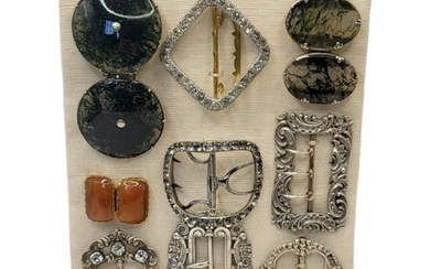 A COLLECTION OF 19TH CENTURY AND LATER SILVER SHOE BUCKLES C...